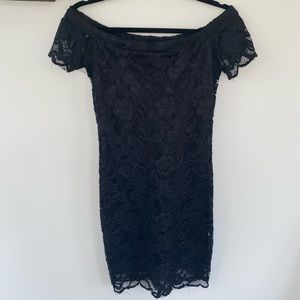 Black lace tight off the shoulder dress